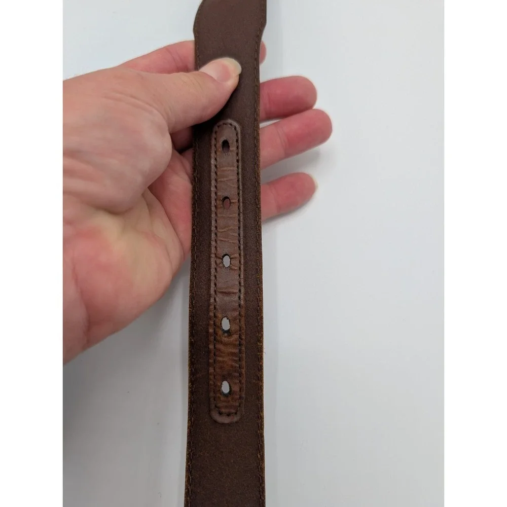 Brighton M21335 Braided Leather Belt Size 34 Brown Full Grain Silver Buckle